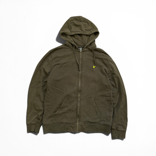 Lyle & Scott Zip-Hoodie Khaki mit dezenten Logo