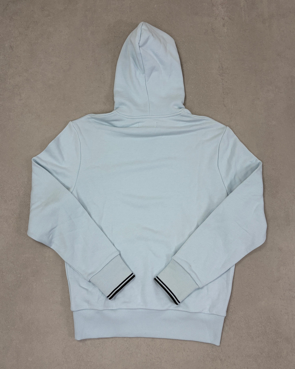 Fred Perry Hoodie Hellgrau-Blau mit Tipping-Bündchen Größe M – Rückseite