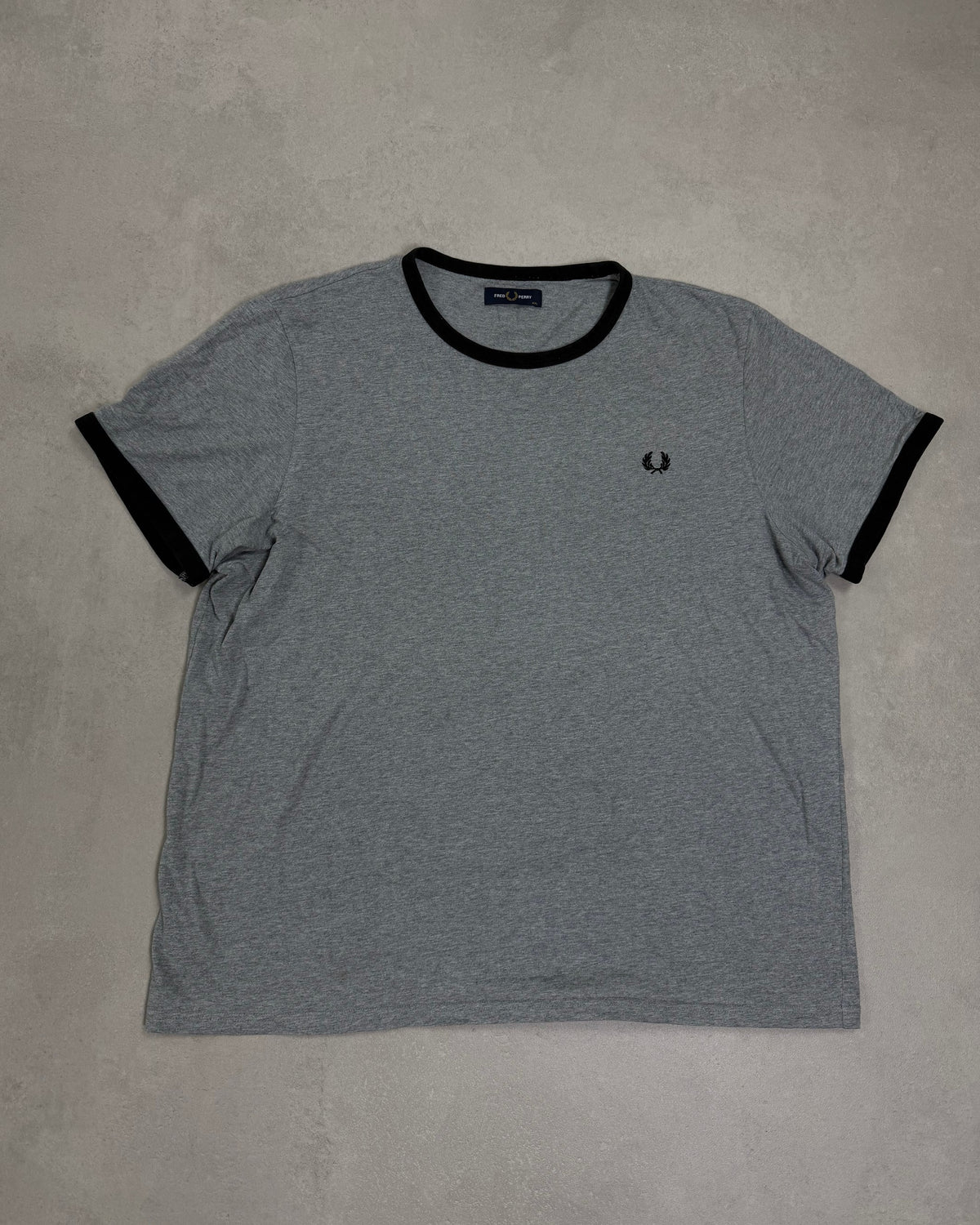 Fred Perry Ringer T-Shirt Grau meliert Größe 2XL – Vorderseite