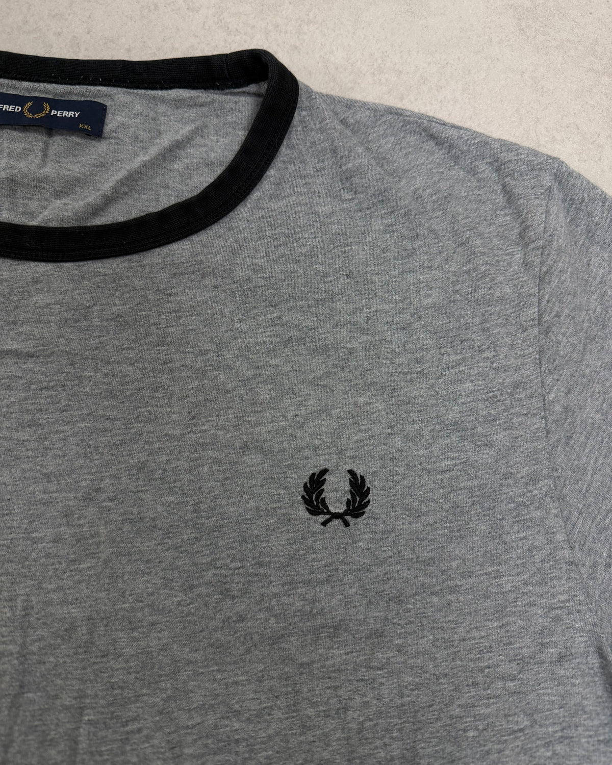 Fred Perry Ringer T-Shirt Grau meliert Größe 2XL – Detail