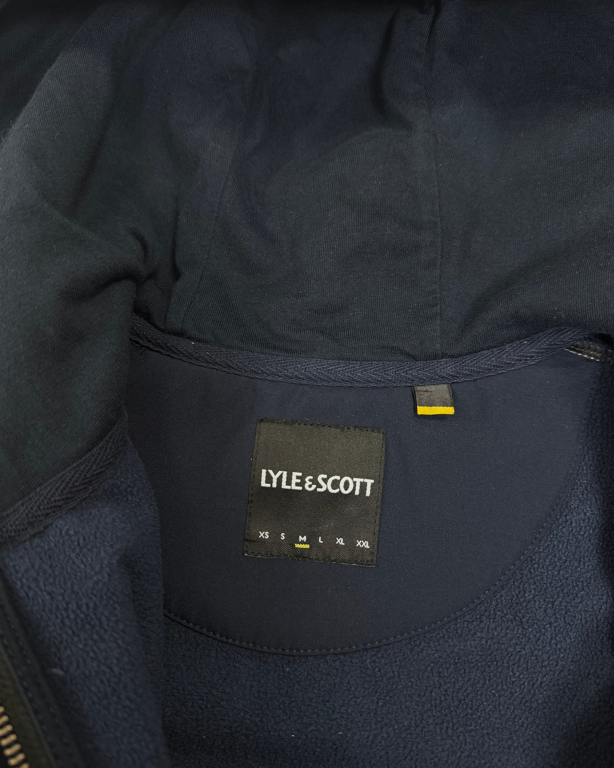 Lyle & Scott Zip-Hoodie Navy mit Nylon-Einsätzen Größe M – Etikett