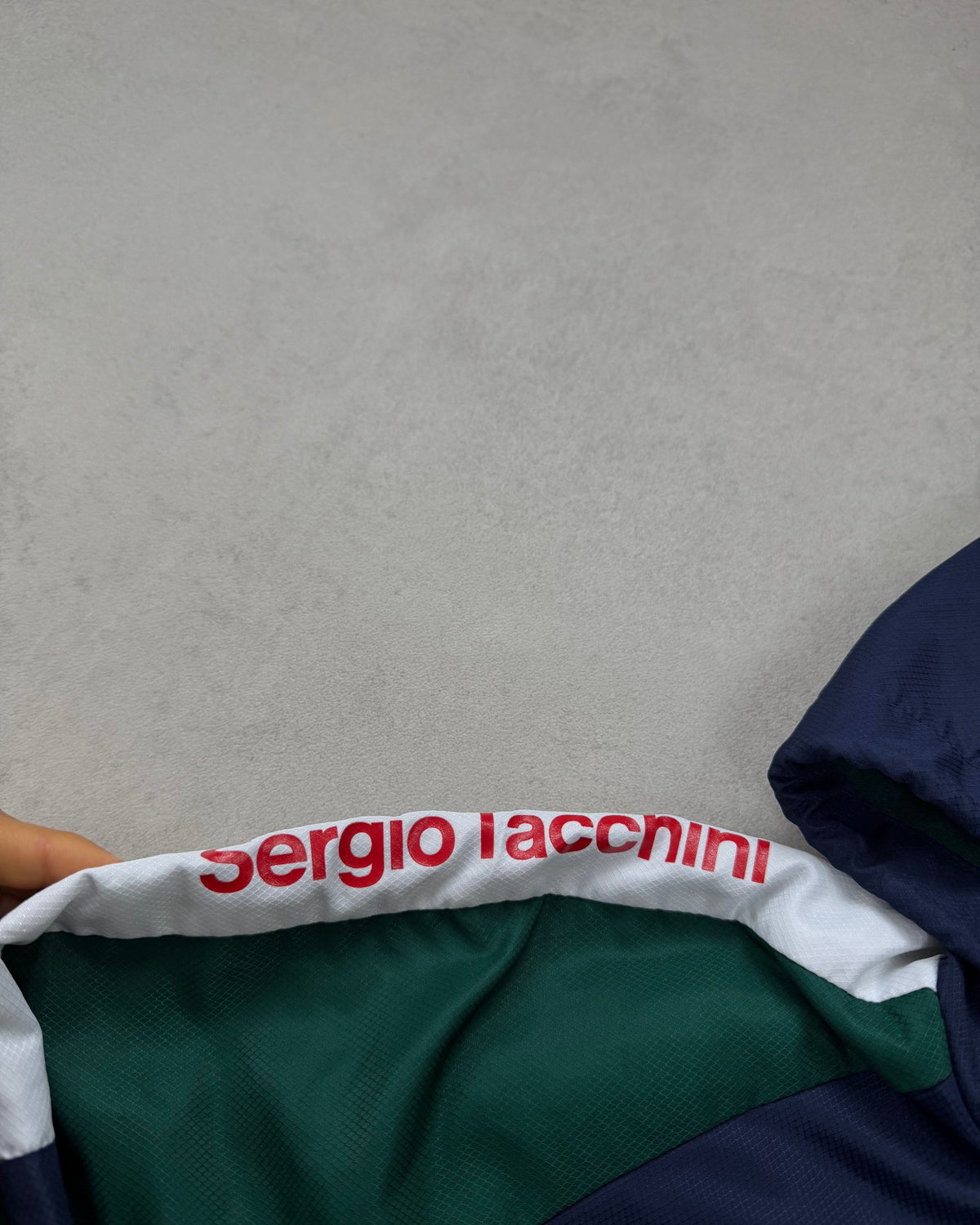 Sergio Tacchini Half-Zip Windbreaker Navy-Grün-Weiß Größe M – Detail
