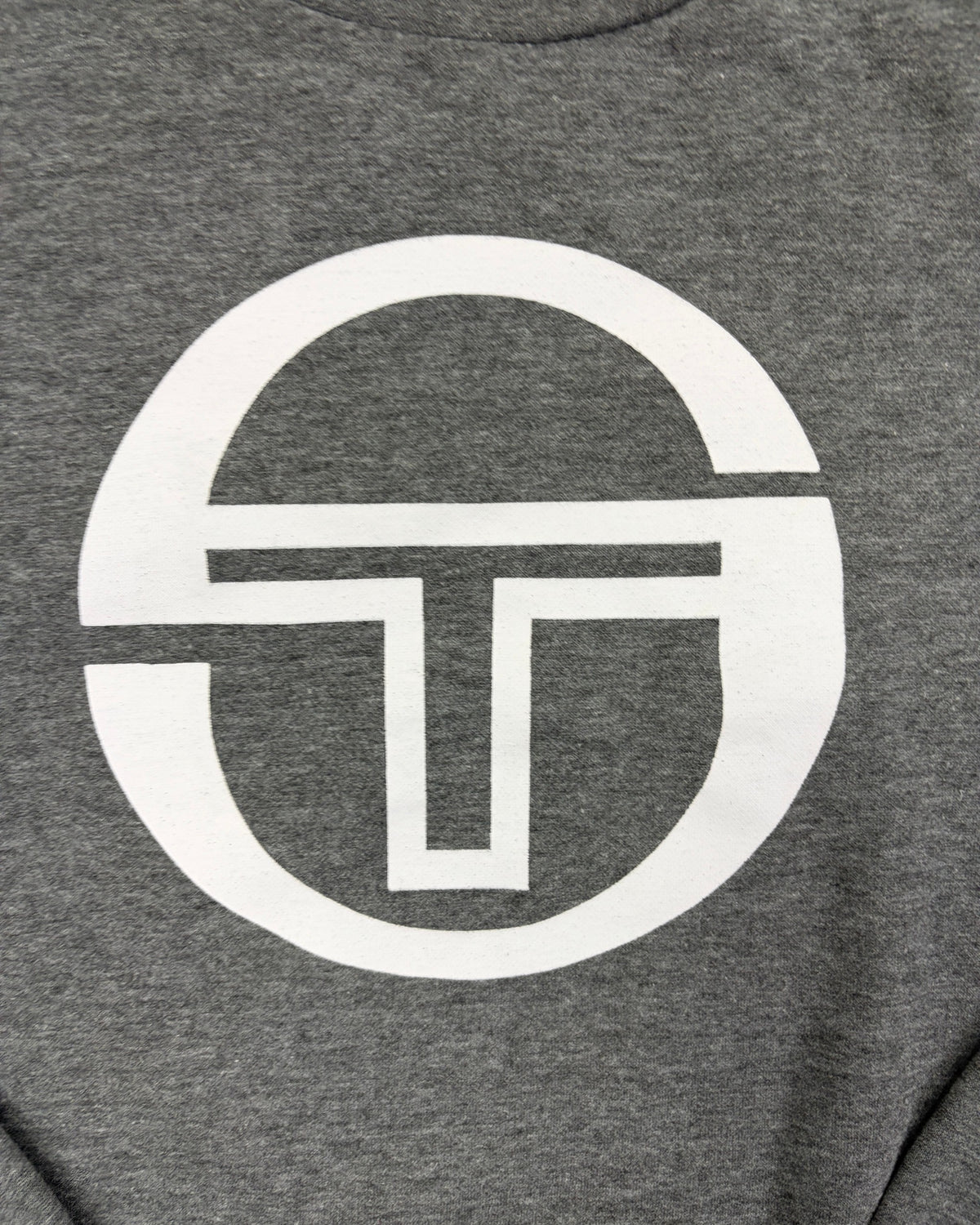 Sergio Tacchini Pullover Grau meliert mit großem Logo Größe M – Detail