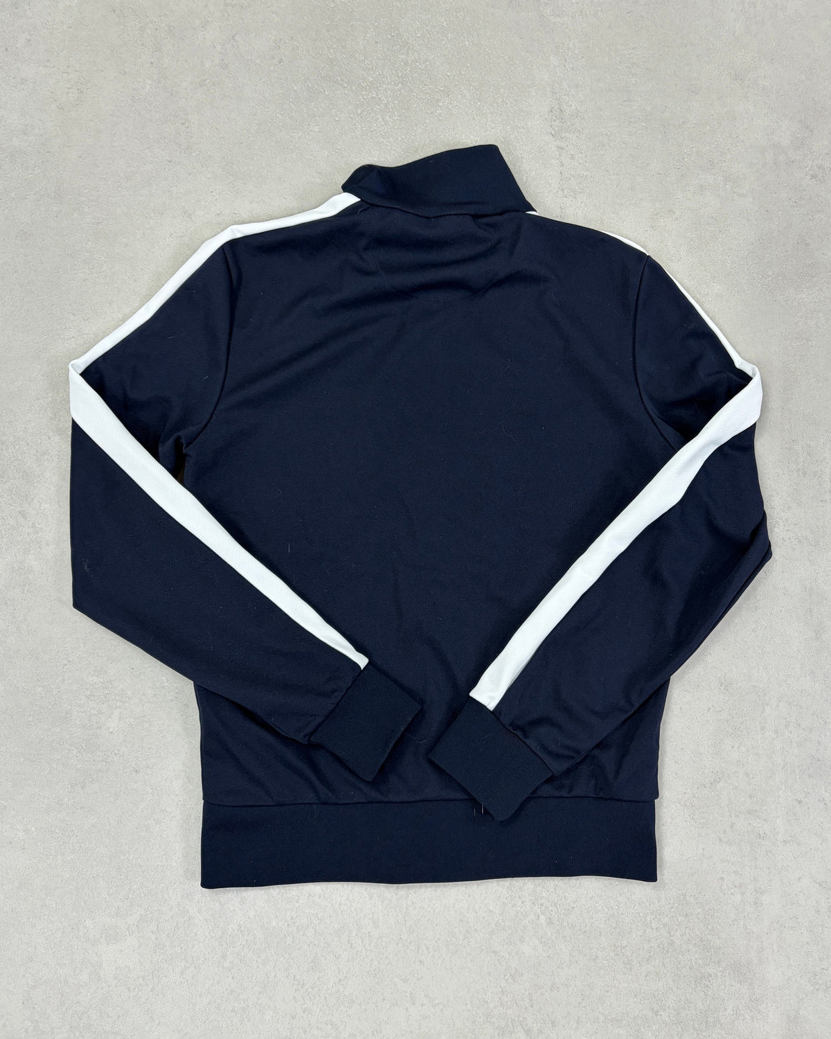 Sergio Tacchini Trainingsjacke Navy mit Creme-Rot-Streifen Größe M – Rückseite