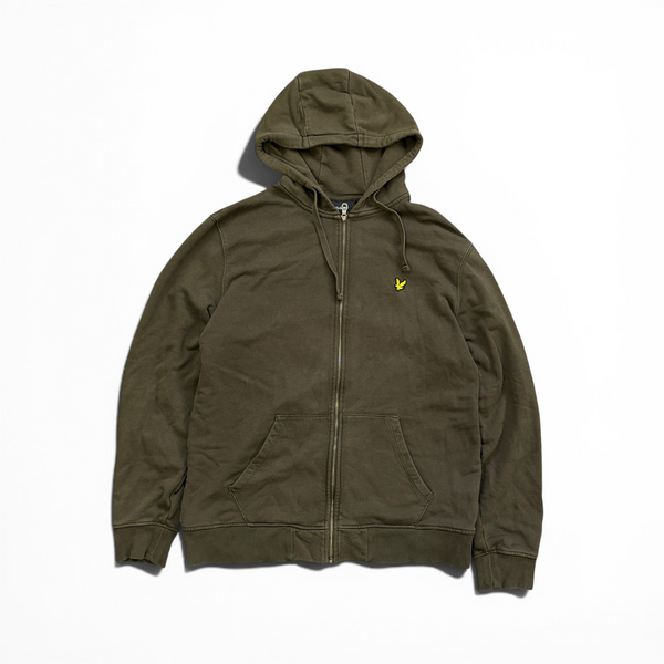 Lyle & Scott Zip-Hoodie Khaki mit dezenten Logo