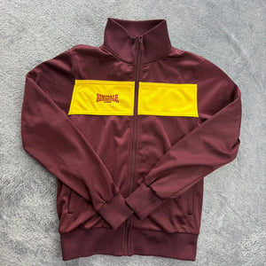 Lonsdale Trainingsjacke in Bordeaux mit Gelbem Streifen auf der Brust