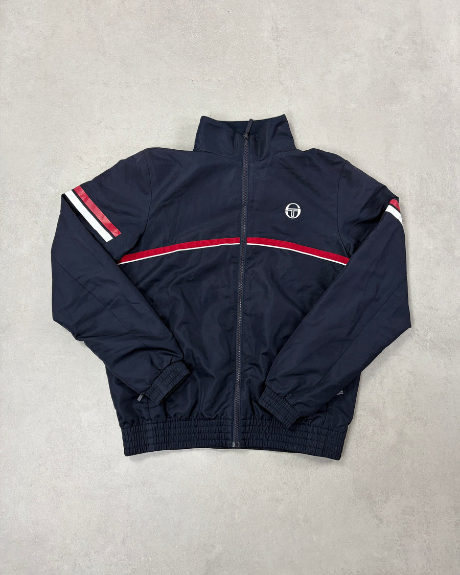 Sergio Tacchini Trainingsjacke Navy mit roten Streifen – Vorderseite