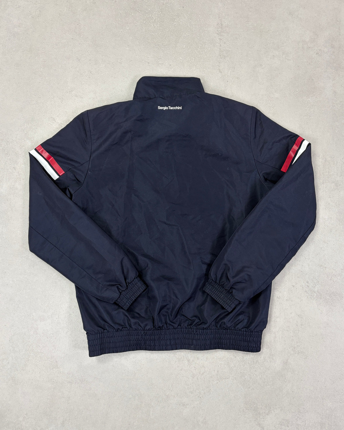 Sergio Tacchini Trainingsjacke Navy mit roten Streifen – Rückseite
