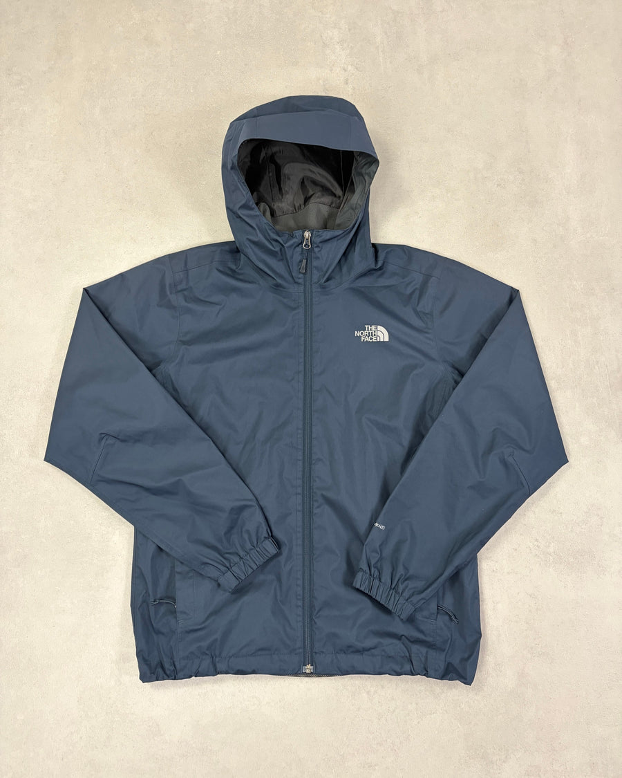 The North Face Regenjacke Stahlblau mit Kapuze – Vorderseite