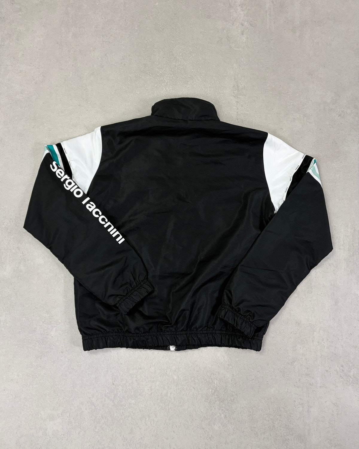 Sergio Tacchini Kinder-Trainingsjacke Schwarz-Weiß-Türkis – Rückseite