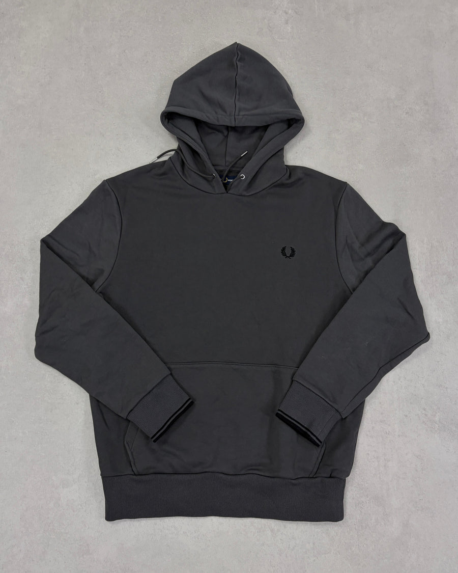 Fred Perry Hoodie Anthrazit mit Lorbeerkranz Größe L – Vorderseite