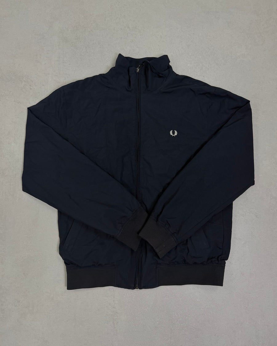 Fred Perry Leichte Jacke Navy mit blauem Mesh-Futter Größe S – Vorderseite