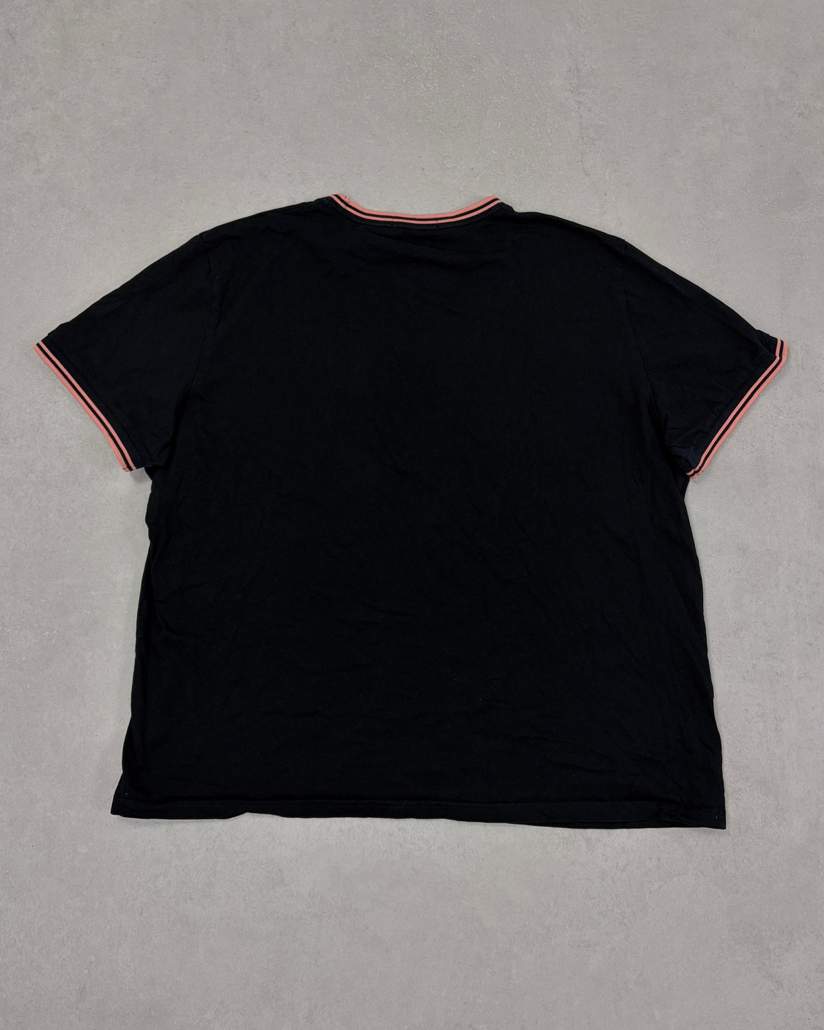 Fred Perry Ringer T-Shirt Schwarz mit Koralle-Tipping Größe 2XL – Rückseite