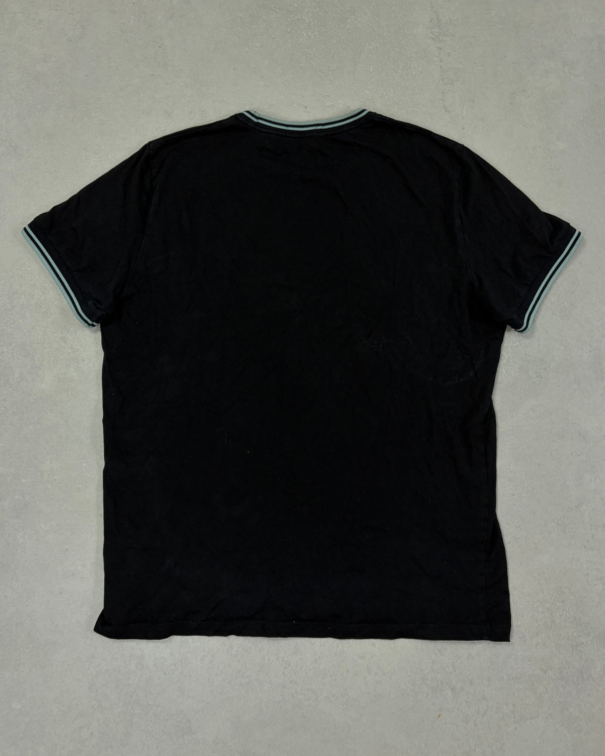 Fred Perry Ringer T-Shirt Schwarz mit Mint-Tipping Größe M – Rückseite