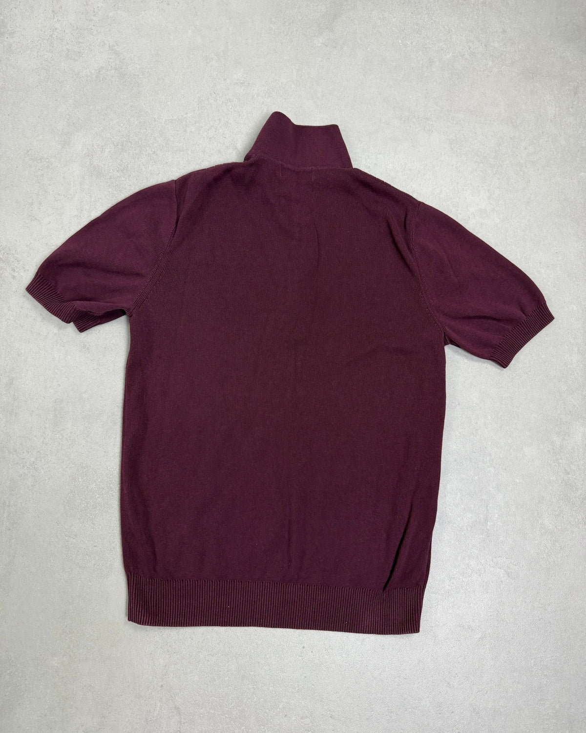 Fred Perry Strick-Poloshirt Bordeaux mit Zip Größe S – Rückseite