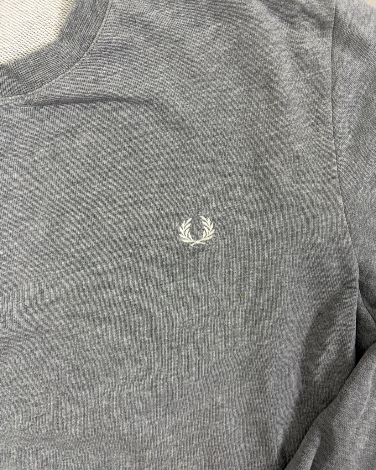 Fred Perry Pullover Grau meliert mit dunklem Tipping Größe M – Detail