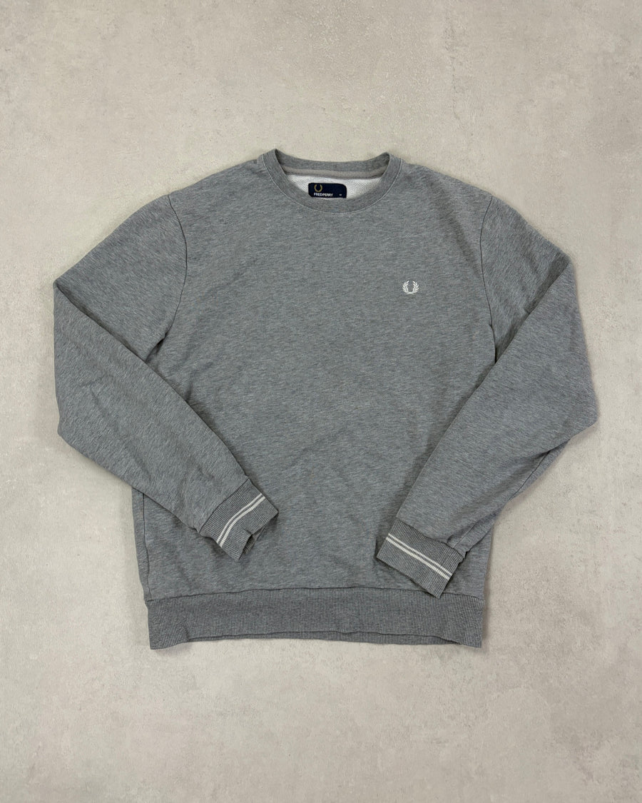 Fred Perry Pullover Grau meliert mit hellem Tipping Größe M – Vorderseite