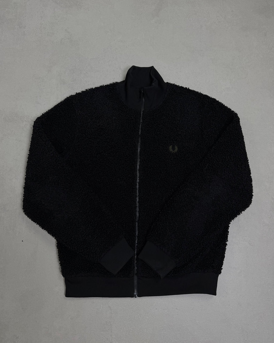 Fred Perry Teddy-Fleecejacke Schwarz Größe M – Vorderseite