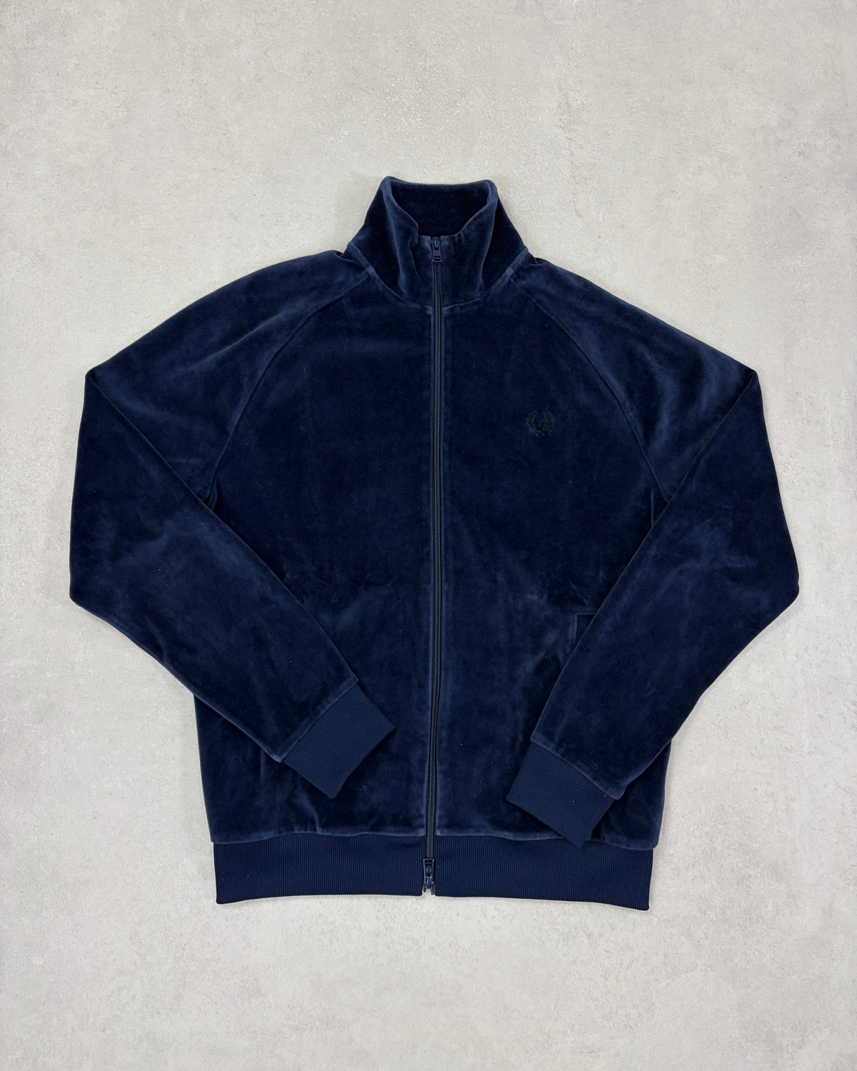 Fred Perry Velours-Trainingsjacke Navy Größe M – Vorderseite