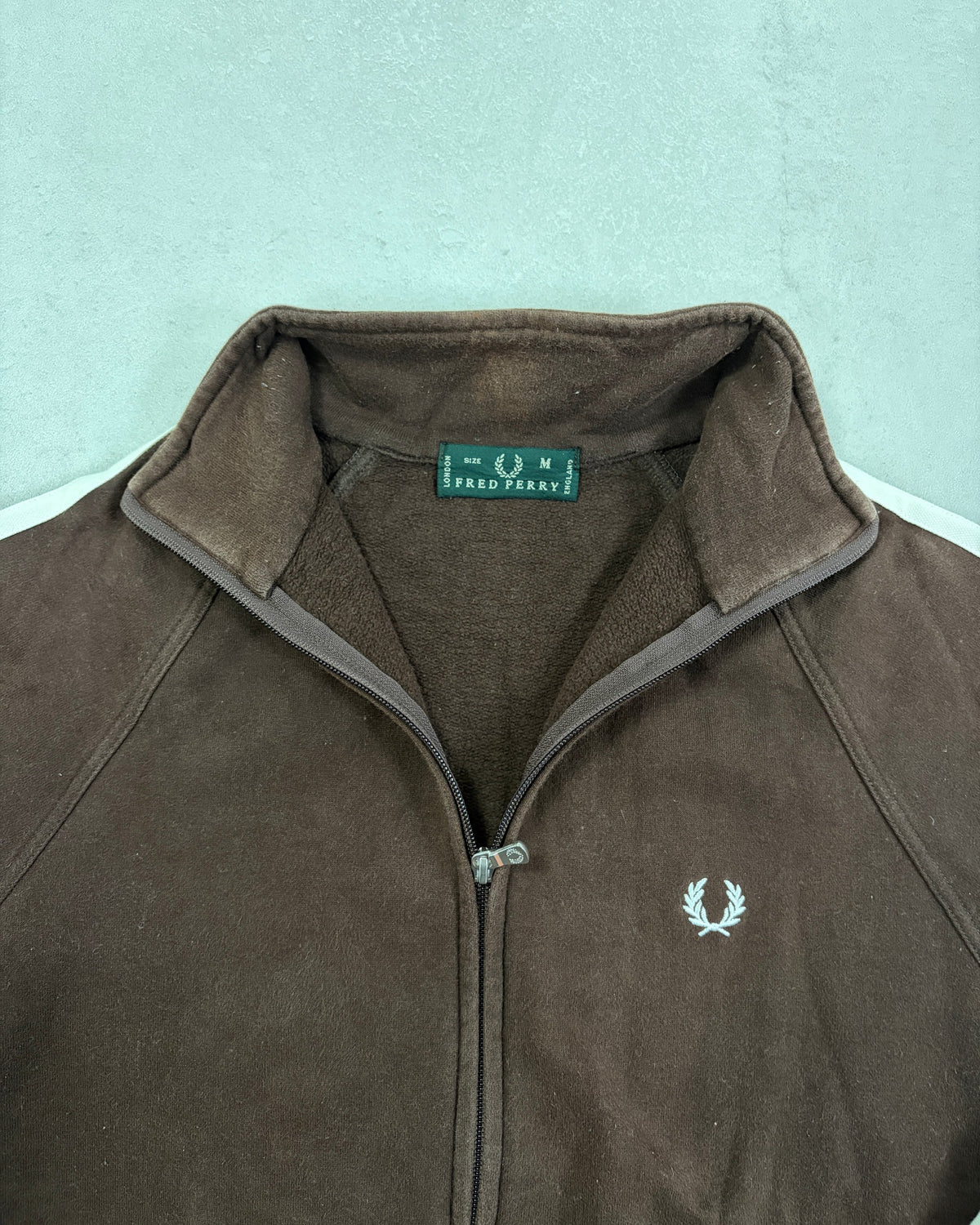 Fred Perry Vintage Trainingsjacke Braun Made in England Größe M – Etikett