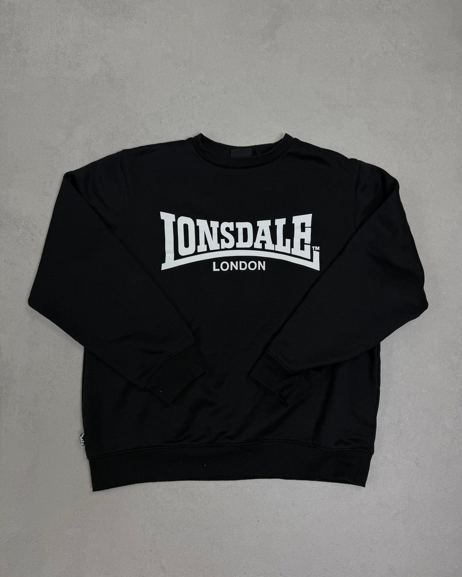 Lonsdale Pullover Schwarz mit großem Logo Größe M – Vorderseite
