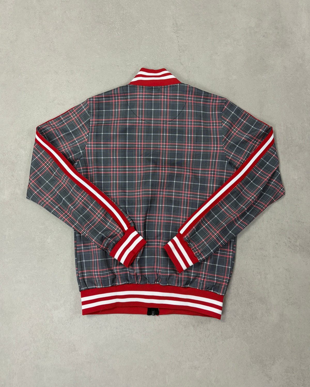 Lonsdale Trainingsjacke Glencheck Grau-Rot Slim Fit Größe S – Rückseite