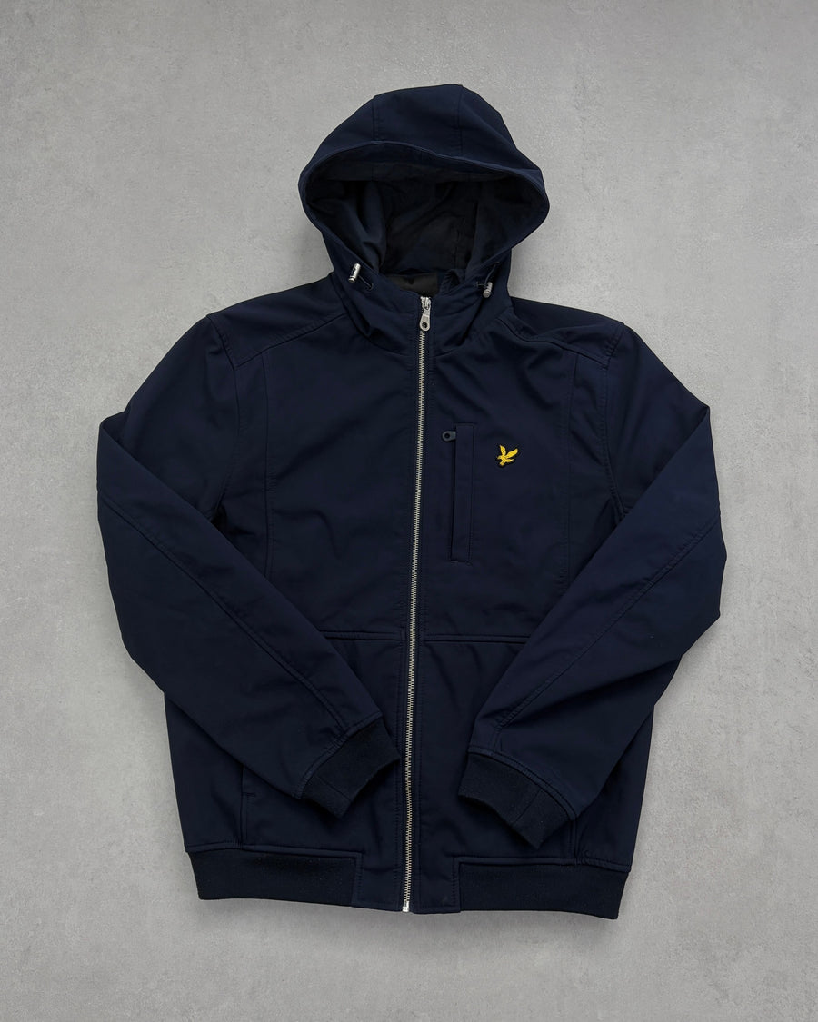 Lyle & Scott Kapuzen-Windjacke Navy mit Gold-Zip Größe M – Vorderseite
