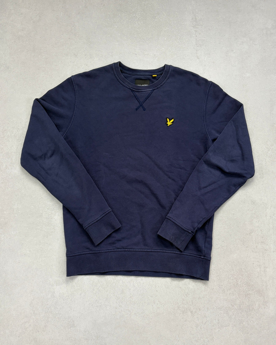 Lyle & Scott Pullover Navy mit gelbem Adler Größe XS – Vorderseite