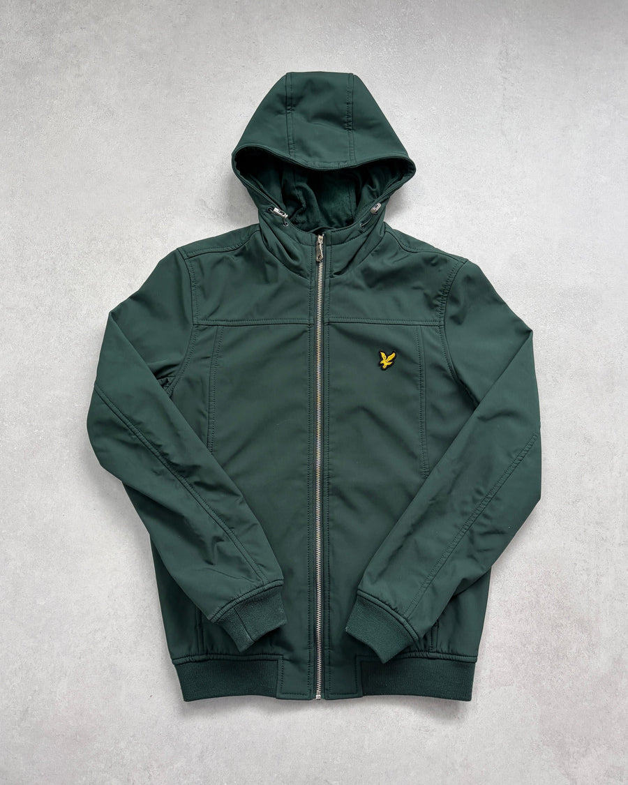 Lyle & Scott Softshell-Kapuzenjacke Dunkelgrün Größe XS – Vorderseite