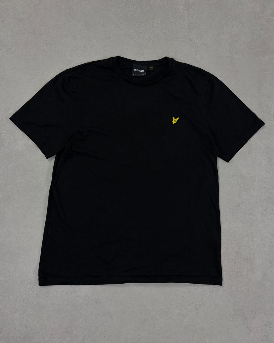 Lyle & Scott T-Shirt Schwarz mit Adler-Logo Größe L – Vorderseite