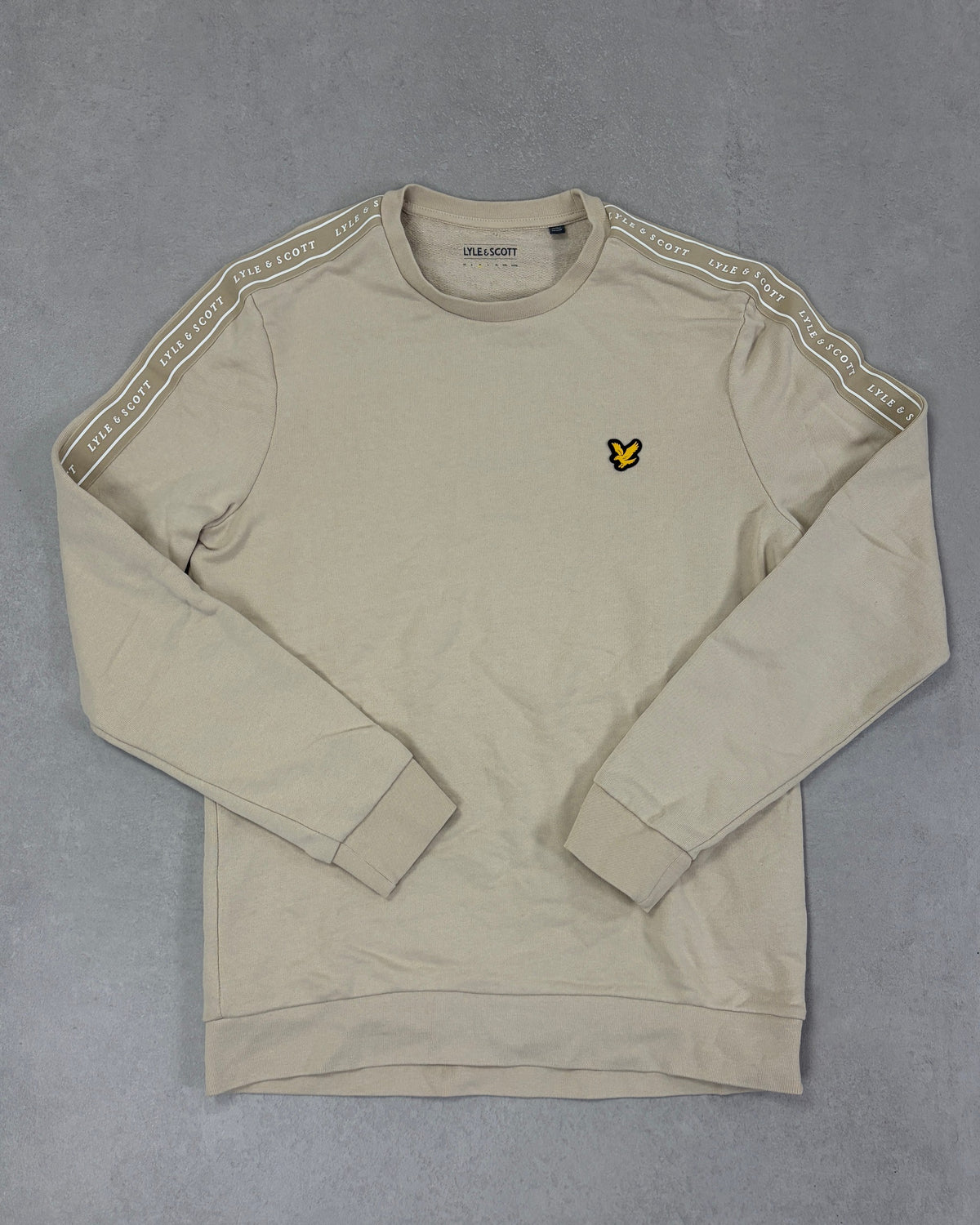 Lyle & Scott Taped Pullover Beige Größe M – Vorderseite