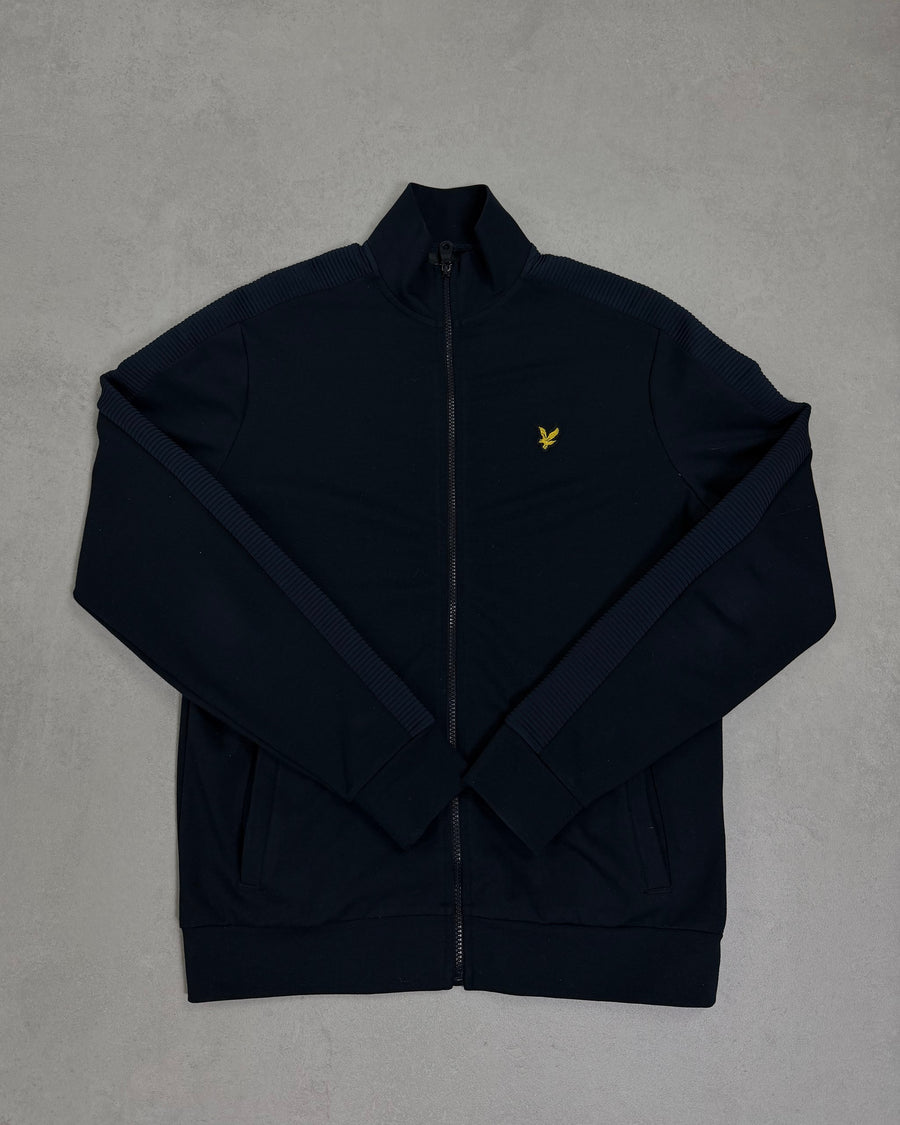 Lyle & Scott Trainingsjacke Navy mit goldenem Adler Größe M – Vorderseite