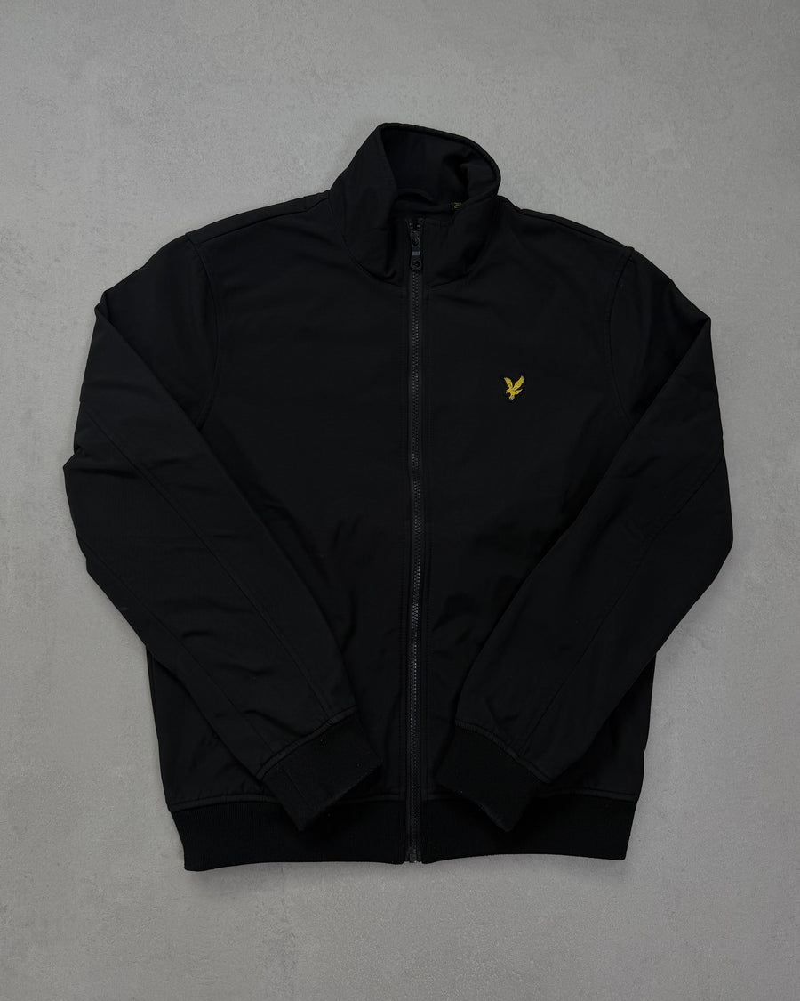 Lyle & Scott Trainingsjacke Schwarz mit gelbem Adler Größe S – Vorderseite