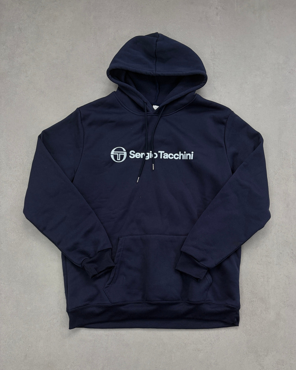 Sergio Tacchini Hoodie Navy mit Logo-Schriftzug Größe XL – Vorderseite