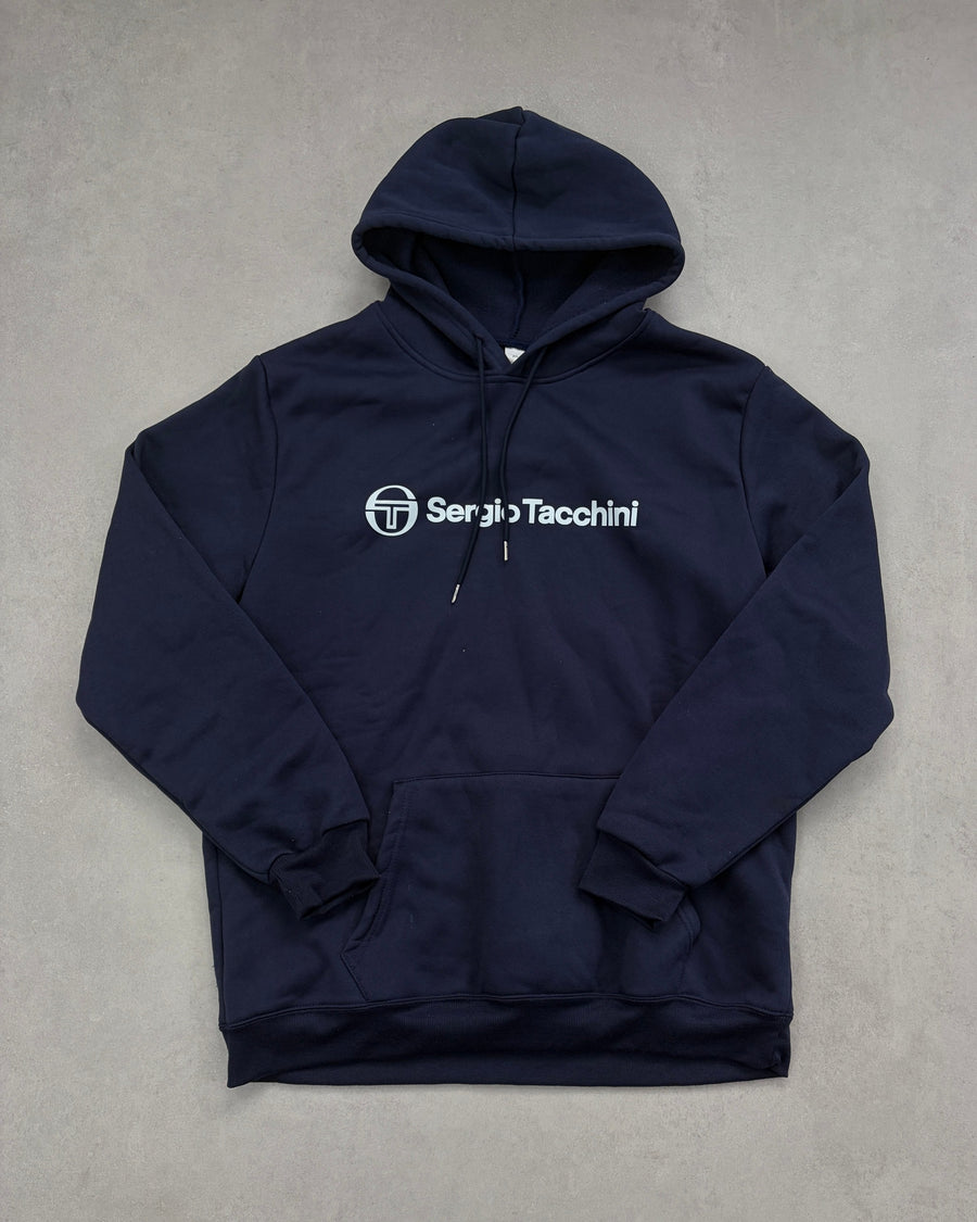 Sergio Tacchini Hoodie Navy mit Logo-Schriftzug Größe XL – Vorderseite