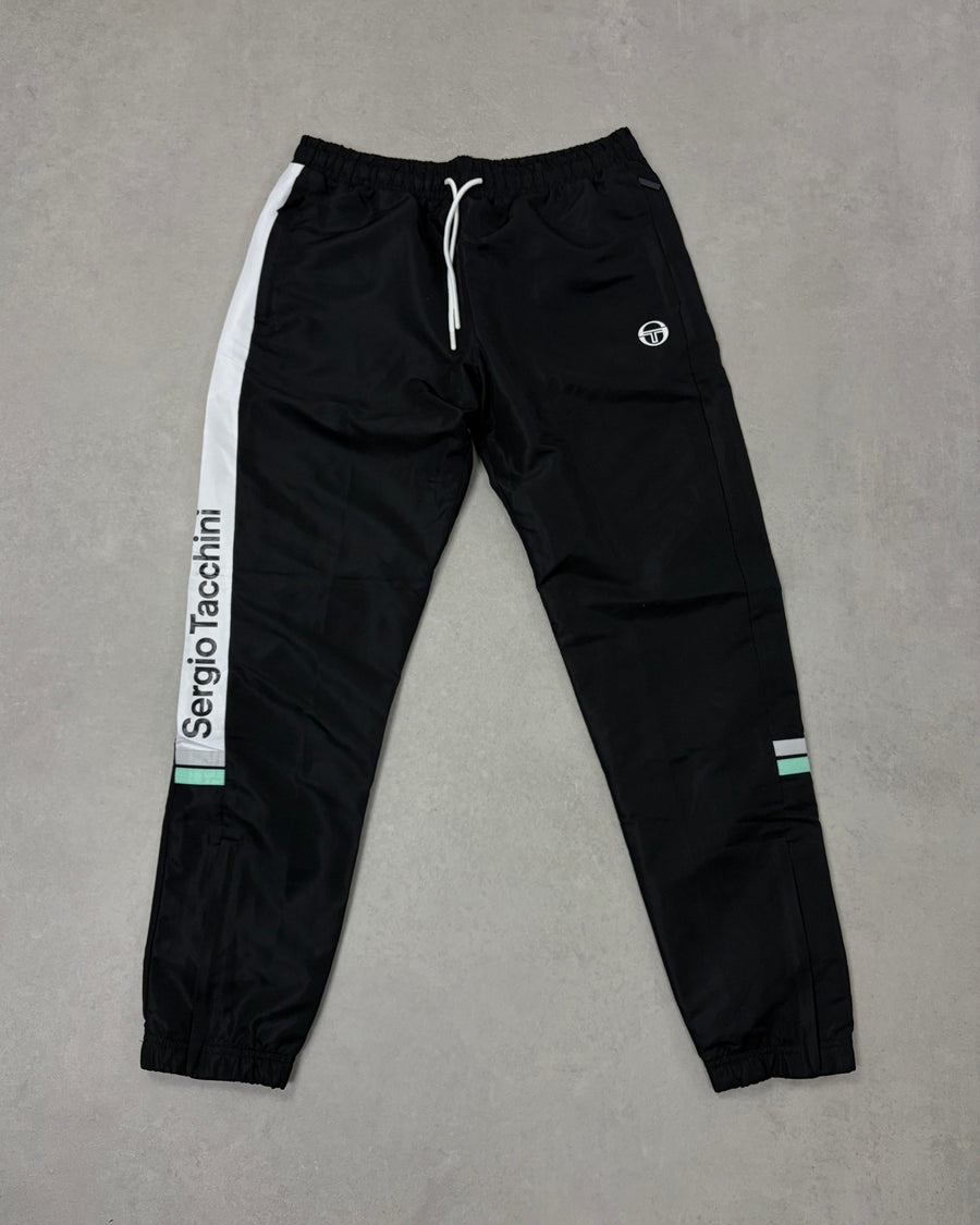 Sergio Tacchini Trainingshose Schwarz mit Seitenstreifen Größe L – Vorderseite